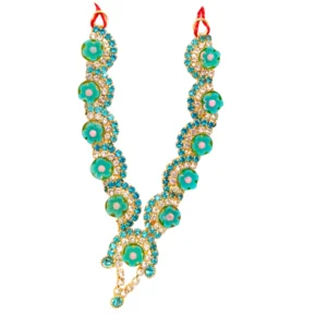 Best Heavy Work Stone Mala for Laddu Gopal, Radha Rani - Turquoise