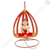Vrindavan Puja Store Metal Laddu Gopal Jhula (Standing/Hanging) for 4-6 No. deities, with gold sequin trim and circular base.