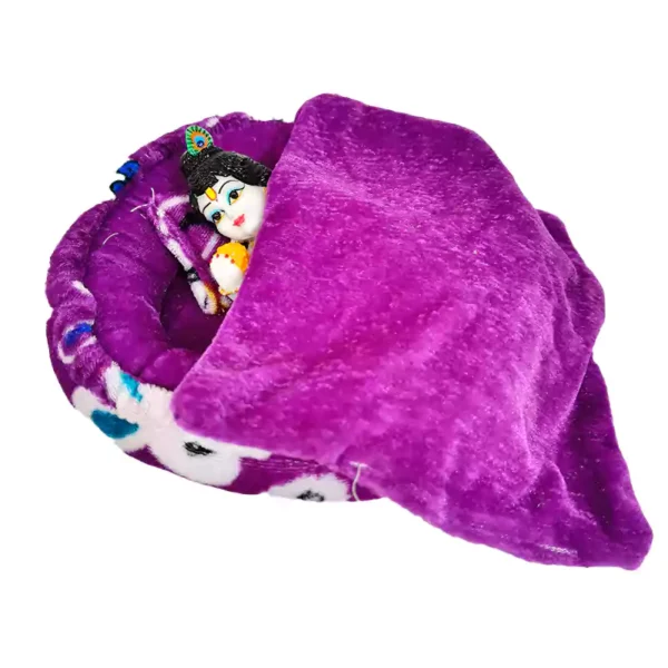 Laddu Gopal Ji Luxury Cotton Round Bed with Pillow and Quilt