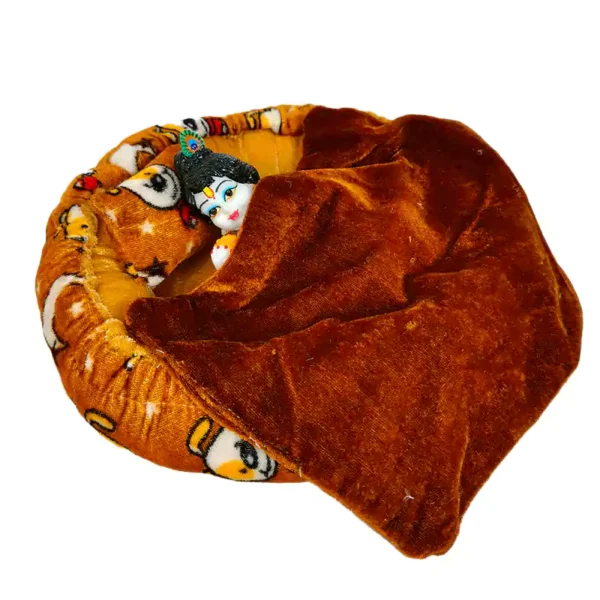 Laddu Gopal Ji Luxury Cotton Round Bed with Pillow and Quilt