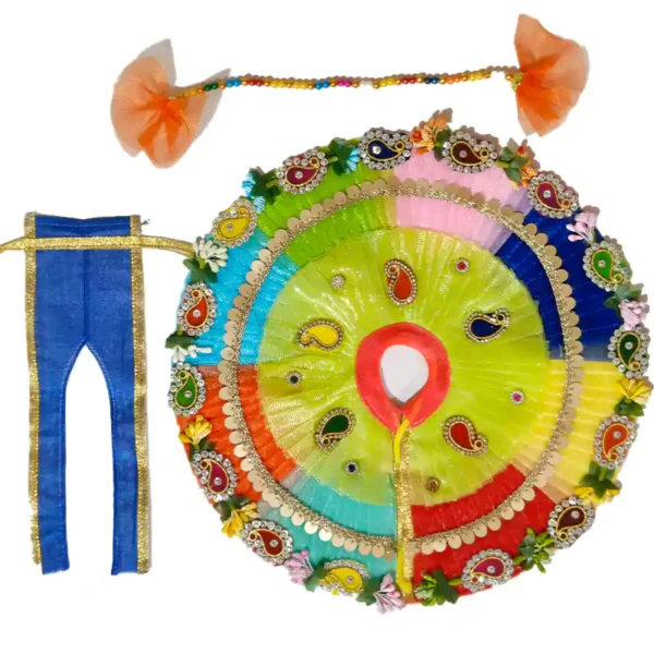Laddu Gopal Dress special Holi style with 6 colourful circular fabric design for home temple decoration
