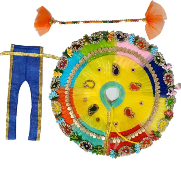 Laddu Gopal Dress special Holi style with 6 colourful circular fabric design for home temple decoration