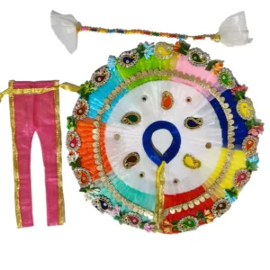 Laddu Gopal Dress special Holi style with 6 colourful circular fabric design for home temple decoration