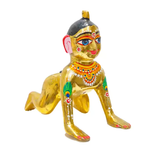 Laddu Radha Rani brass idol 7 no size solid brass pooja murti with painted shringar