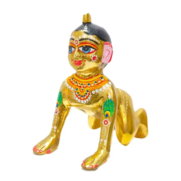 Laddu Radha Rani brass idol 7 no size solid brass pooja murti with painted shringar