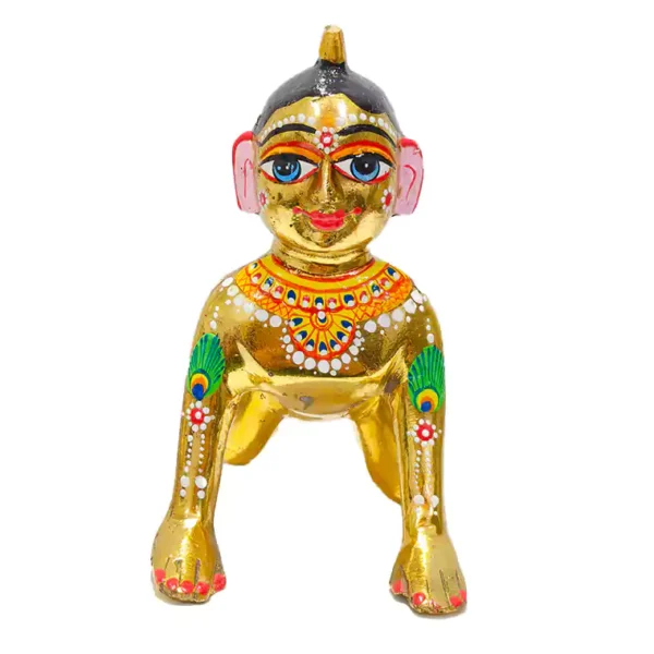 Laddu Radha Rani brass idol 7 no size solid brass pooja murti with painted shringar
