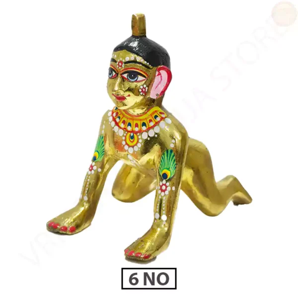 Laddu Radha Rani brass idol 6 no size solid brass pooja murti with painted shringar