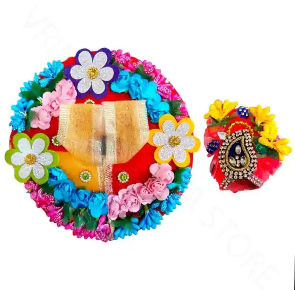 2 No Laddu Gopal dress with pagri floral designer poshak combo set