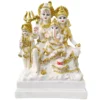 Shiv Parivar idol with Shiva Parvati Ganesh Kartikeya marble look golden