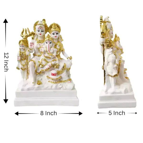 Shiv Parivar idol with Shiva Parvati Ganesh Kartikeya marble look golden
