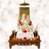 Shiv Parivar idol with Shiva Parvati Ganesh Kartikeya marble look golden