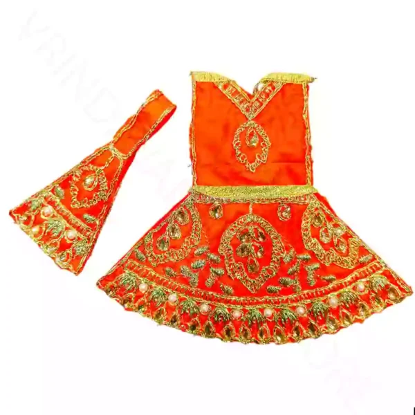Mata Rani Dress heavy embroidered poshak available in red pink yellow orange colours