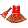 Mata Rani Dress heavy embroidered poshak available in red pink yellow orange colours