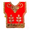 Mata Rani Dress 7 Inch red heavy work poshak for Durga idol