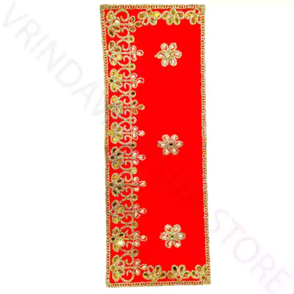 Mata Rani Dress 7 Inch red heavy work poshak for Durga idol