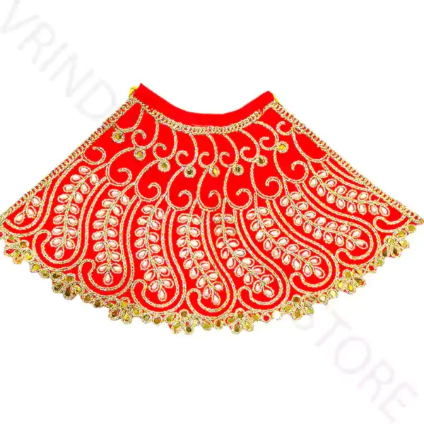 Mata Rani Dress 7 Inch red heavy work poshak for Durga idol