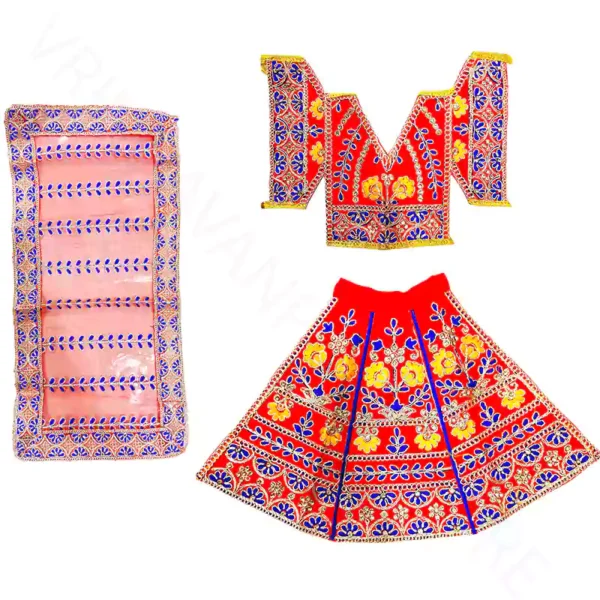 Mata Rani poshak 7 inch embroidered Navratri dress for Durga Mata idol
