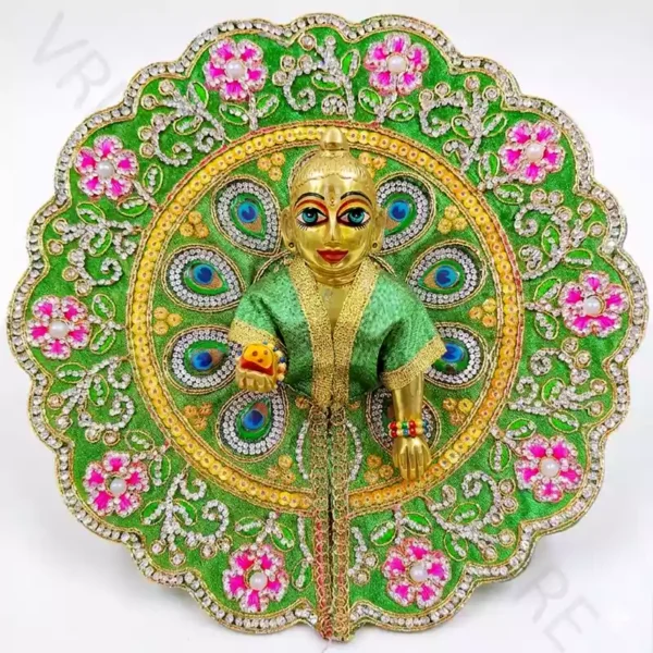 Green Fancy Heavy Dress for Thakur Ji with Stone Work