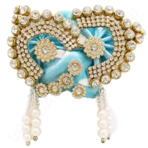 Blue Laddu Gopal Ji Pagri with Crystal Stone Work