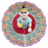 A premium designer Laddu Gopal dress featuring intricate floral embroidery and exquisite beadwork for festive Shringar