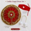 Heavy Laddu Gopal dress set in blue and red with intricate gold embroidery, perfect for Janmashtami size 6 idols