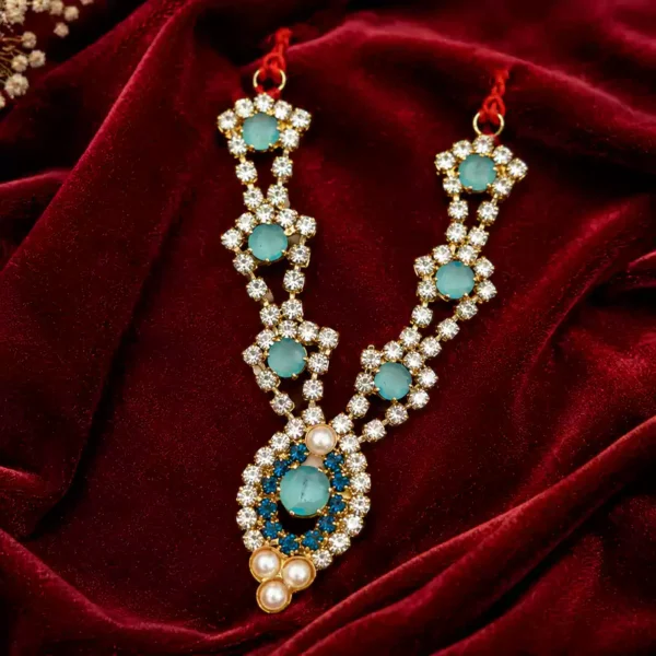 Premium blue stone work necklace set suitable for Bal Gopal idols sizes 1-5.