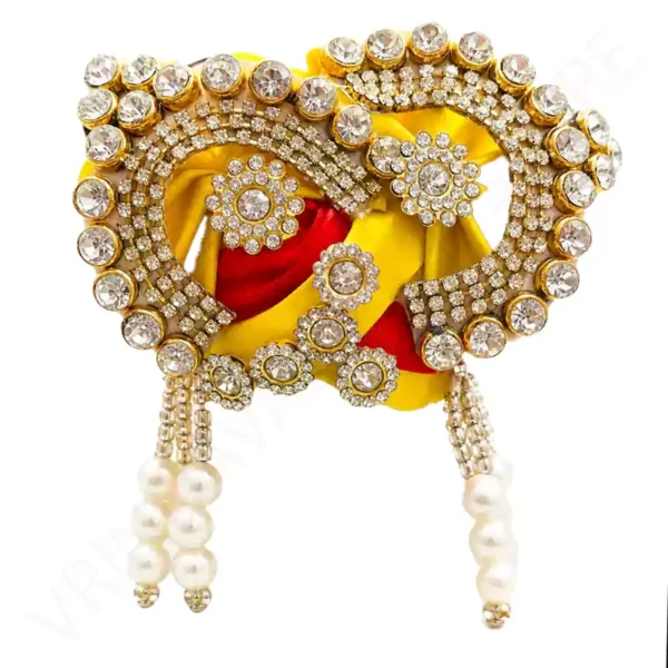 Laddu Gopal Pagri with Crystal Stone Work and Pearl Hanging