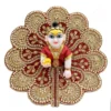 Premium Janmashtami special designer Laddu Gopal dress with intricate gold embroidery, available in 6 colors at Vrindavan Puja Store.