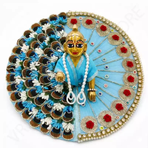 Sky Blue Kanha Ji Dress with Peacock Floral Backdrop
