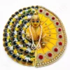 Yellow Laddu Gopal Dress Designer Poshak with Peacock Floral Backdrop