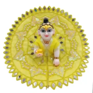 Beautiful Laddu Gopal Dress For Janmashtami, heavy mirror work Kanha Ji dress in [Yellow] by Vrindavan Puja Store.