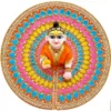Beautiful laddu gopal dress for janmashtmi featuring heavy jarkan work and multi-color thread embroidery. Premium thakur ji poshak by Vrindavan Puja Store.