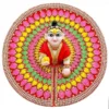 Beautiful laddu gopal dress for janmashtmi featuring heavy jarkan work and multi-color thread embroidery. Premium thakur ji poshak by Vrindavan Puja Store.