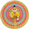 Beautiful laddu gopal dress for janmashtmi featuring heavy jarkan work and multi-color thread embroidery. Premium thakur ji poshak by Vrindavan Puja Store.